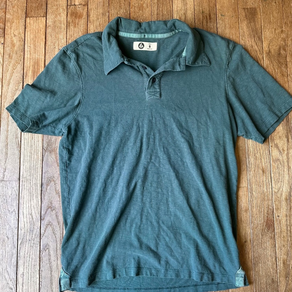 American Giant Polo Shirt Mens S 2 Pack Slub Cotton Blue Green Modern Casual - Picture 8 of 9